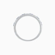 Art Deco Style Baguette Blue Sapphire and Diamond Half Eternity Band in 14K White Gold - Shahin Jewelry